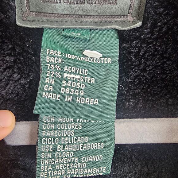 Ralph Lauren Womens Faux Suede Jacket Double Breasted Faux Fur Collar Sz M Black - Picture 7 of 10